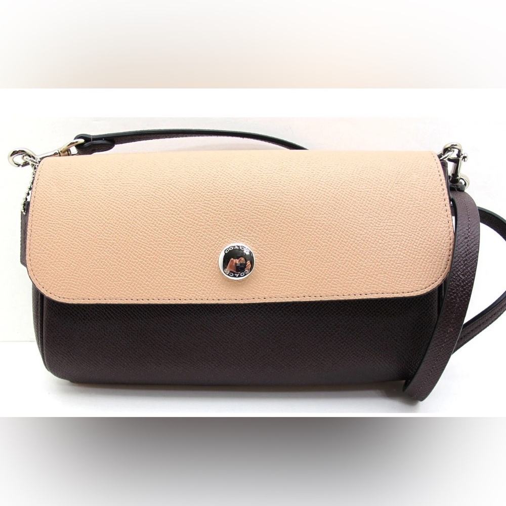 COACH NWOT Reversible 2 Tone Leather Crossbody Oxblood Light Pink Silver